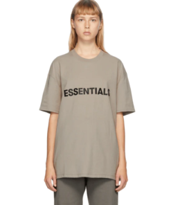Essentials Boxy T-Shirt Applique Logo Taupe