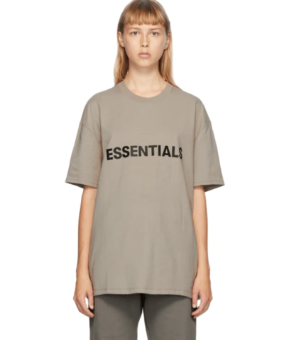 Essentials Boxy T-Shirt Applique Logo Taupe