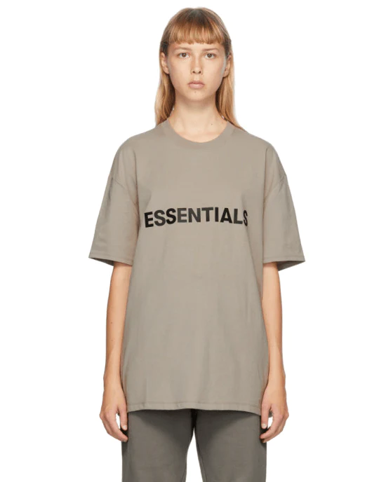 Essentials Boxy T-Shirt Applique Logo Taupe