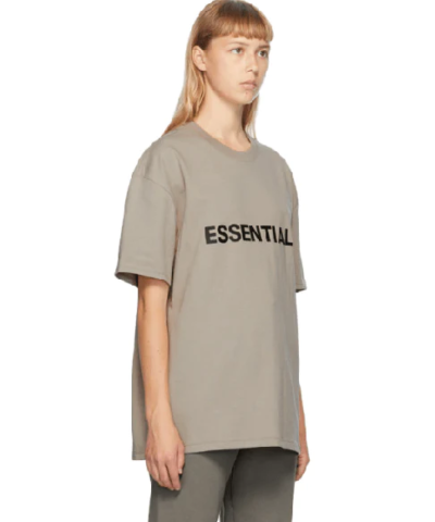 Essentials Boxy T-Shirt Applique Logo Taupe