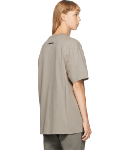Essentials Boxy T-Shirt Applique Logo Taupe