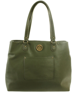 Tommy Hilfiger New Plum Black Textured Alexa Tote