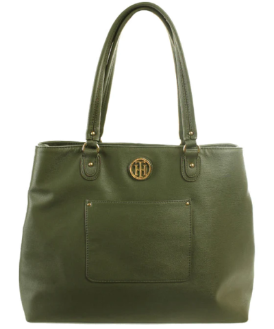 Tommy Hilfiger New Plum Black Textured Alexa Tote