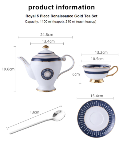 Royal 5 Piece Renaissance Gold Tea Set