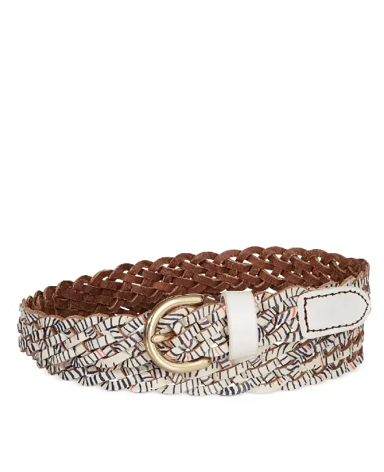 Fossil Printed Braid Leather Belt, Coconut