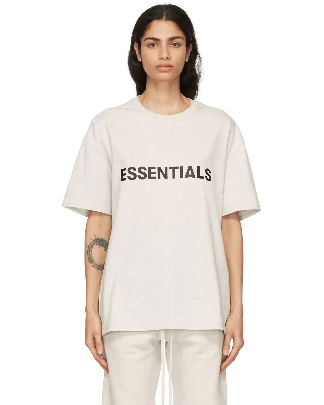 Essentials Boxy T-Shirt Applique Logo Buttercream