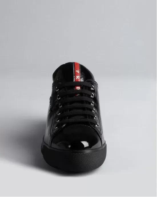 PRADA Prada Sport Black Patent Leather Low-Top Sneakers