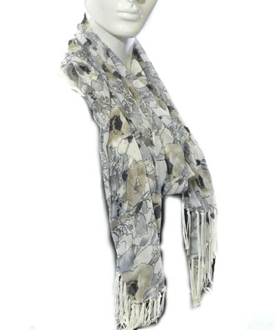 Cejon Neutral Floral Fringed Lightweight Neck Scarf - Fashionbarn shop - 2