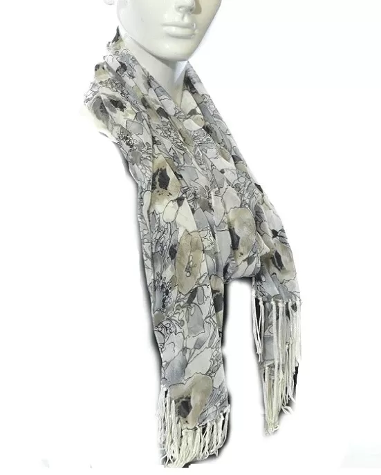 Cejon Neutral Floral Fringed Lightweight Neck Scarf - Fashionbarn shop - 2