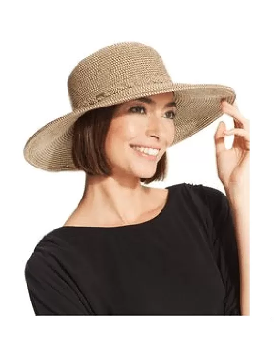 Nine West Packable Floppy Hat Brown Combo