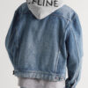 Celine Layered Logo-Print Cotton-Jersey and Denim Hooded Jacket