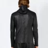 Emporio Armani Men's Hooded Leather Jacket