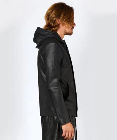 Emporio Armani Men's Hooded Leather Jacket