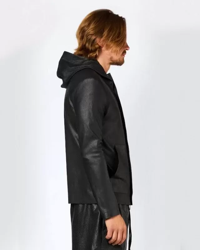 Emporio Armani Men's Hooded Leather Jacket