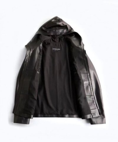 Emporio Armani Men's Hooded Leather Jacket