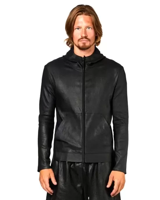 Emporio Armani Men's Hooded Leather Jacket