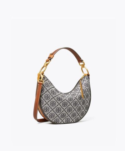 Tory Burch T Monogram Jacquard Mini Crescent Crossbody Bag