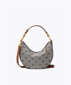 Tory Burch T Monogram Jacquard Mini Crescent Crossbody Bag