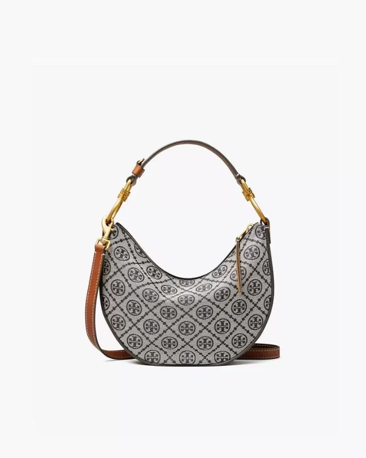 Tory Burch T Monogram Jacquard Mini Crescent Crossbody Bag