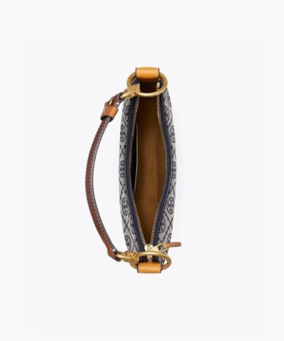 Tory Burch T Monogram Jacquard Mini Crescent Crossbody Bag