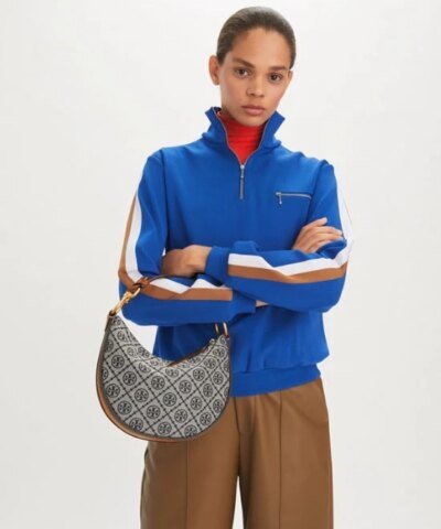 Tory Burch T Monogram Jacquard Mini Crescent Crossbody Bag