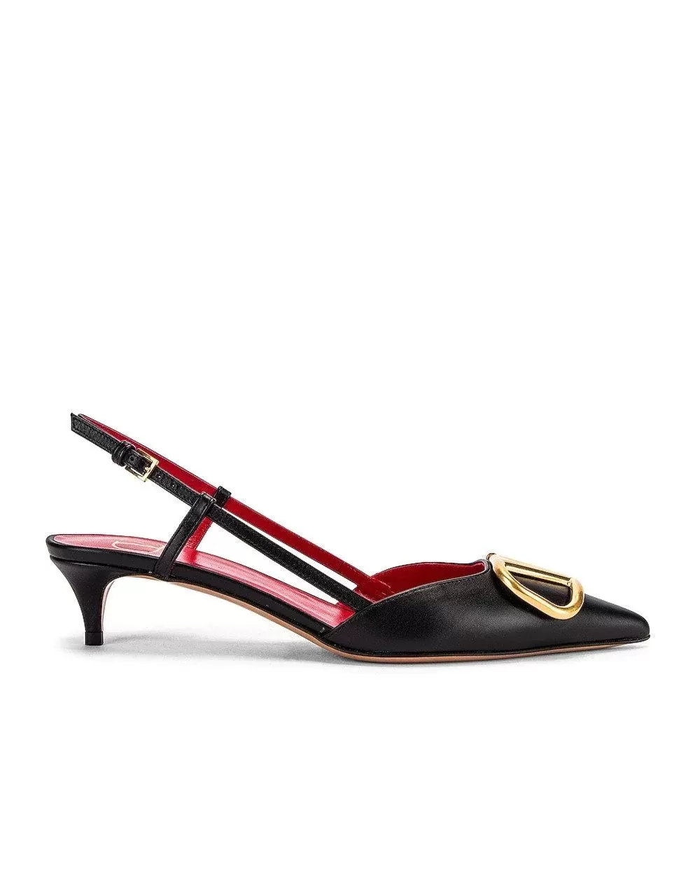 Valentino Garavani Go Logo Slingback Kitten-Heel Pumps. Black