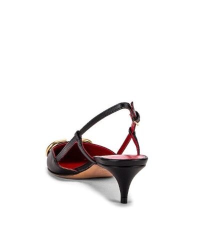 Valentino Garavani Go Logo Slingback Kitten-Heel Pumps. Black