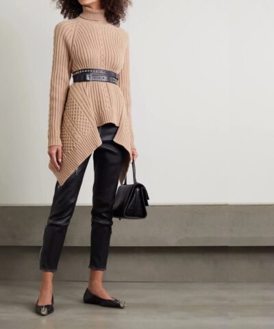 Alexander Mcqueen Wool & Cashmere Knit Flared Turtleneck Sweater