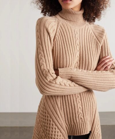 Alexander Mcqueen Wool & Cashmere Knit Flared Turtleneck Sweater