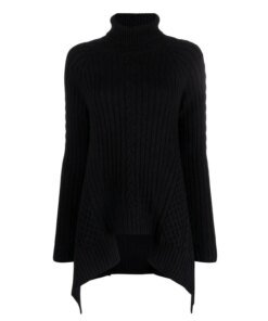 Alexander Mcqueen Black Draped Wool-Cashmere Roll-Neck Sweater