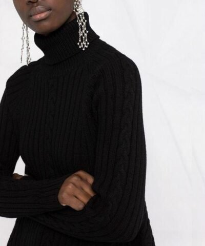 Alexander Mcqueen Black Draped Wool-Cashmere Roll-Neck Sweater