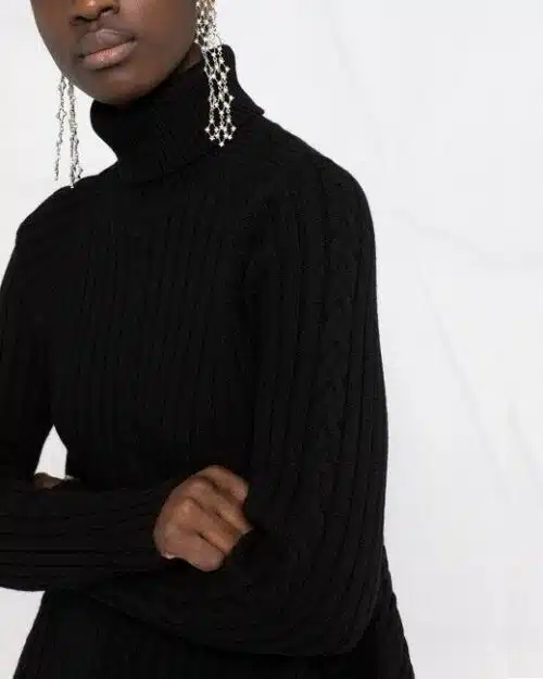 Alexander Mcqueen Black Draped Wool-Cashmere Roll-Neck Sweater