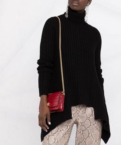 Alexander Mcqueen Black Draped Wool-Cashmere Roll-Neck Sweater