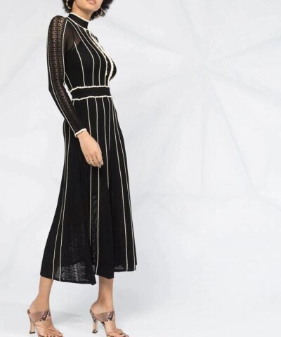 Sandro Embroidered Long-Sleeve Flared Dress
