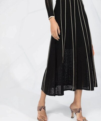 Sandro Embroidered Long-Sleeve Flared Dress