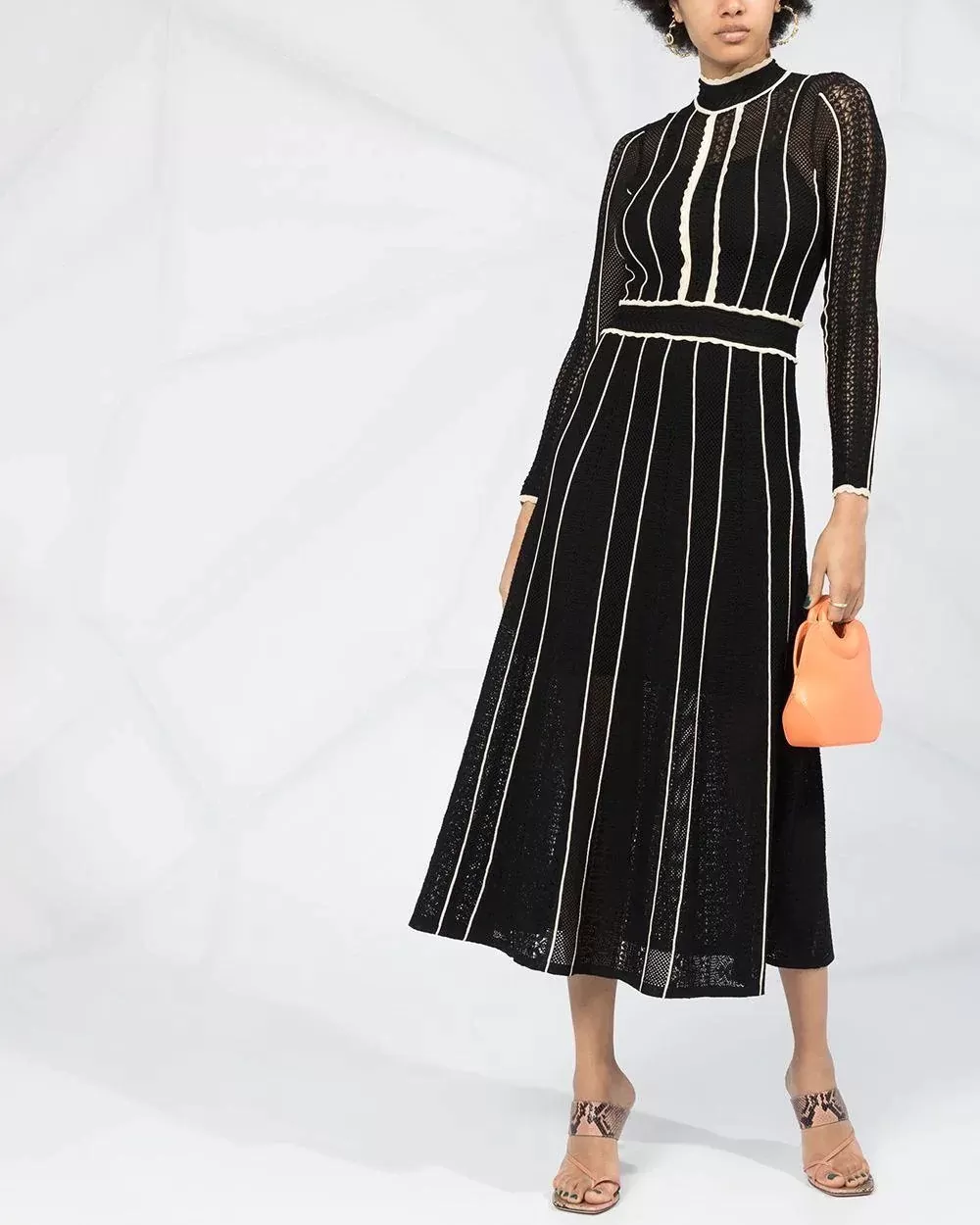 Sandro Embroidered Long-Sleeve Flared Dress