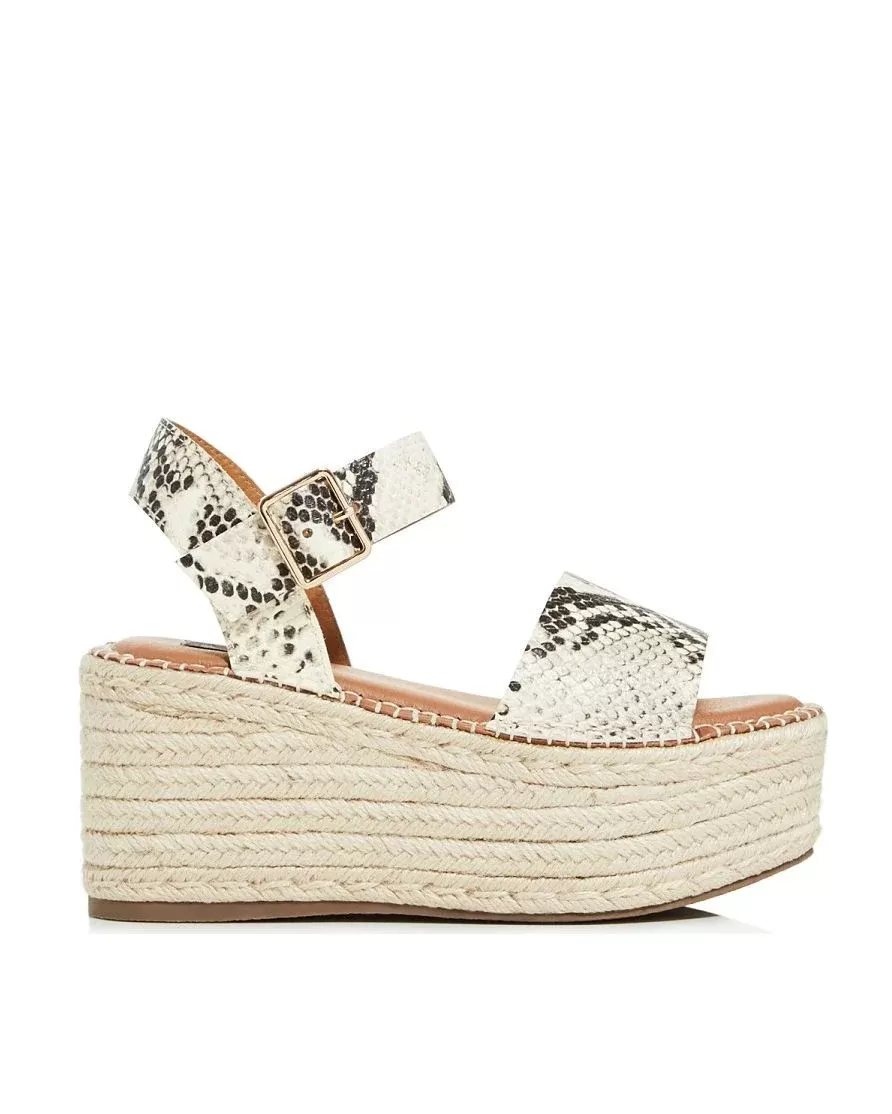 AQUA Women's Rowan Leather Espadrille Platform Sandals