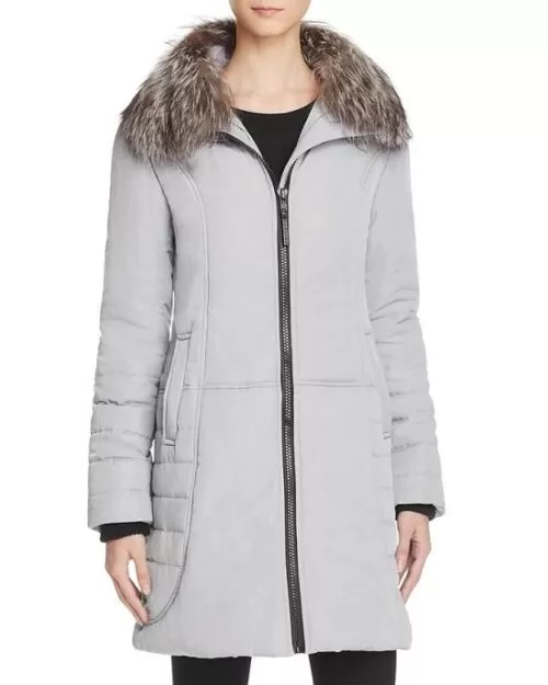 MAXIMILIAN FURS Fox Fur Collar Puffer Coat