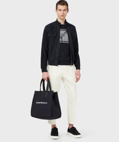 Emporio Armani Sweater With Front And Back Jacquard Logo