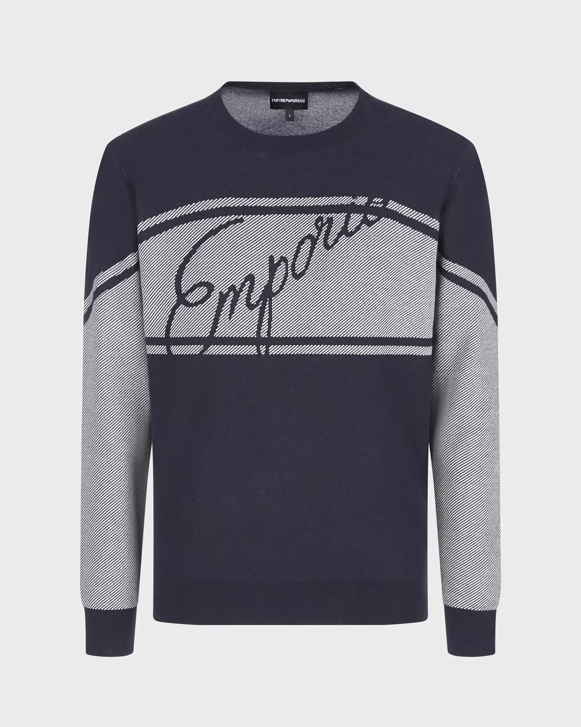 Emporio Armani Sweater With Front And Back Jacquard Logo