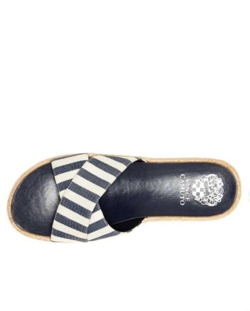 Vince Camuto Carran Slide Sandal Blue/Natural Stripe Canvas