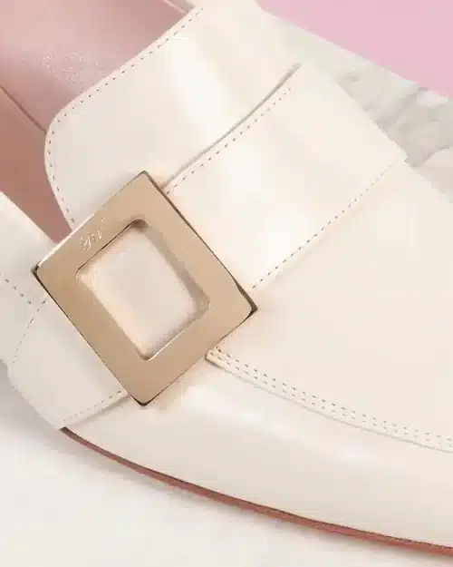 Roger Vivier RV Mini Buckle Loafers, Off White