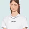 Miu Miu Embroidered Jersey T-Shirt