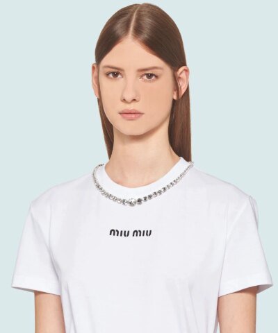 Miu Miu Embroidered Jersey T-Shirt