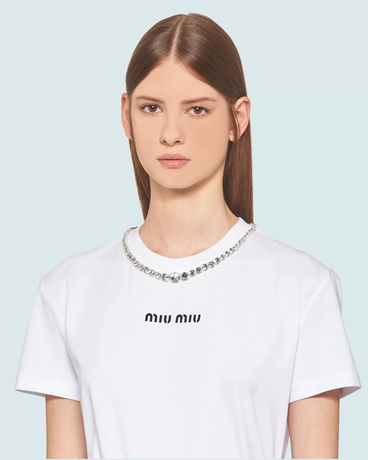 Miu Miu Embroidered Jersey T-Shirt