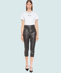 Miu Miu Embroidered Jersey T-Shirt