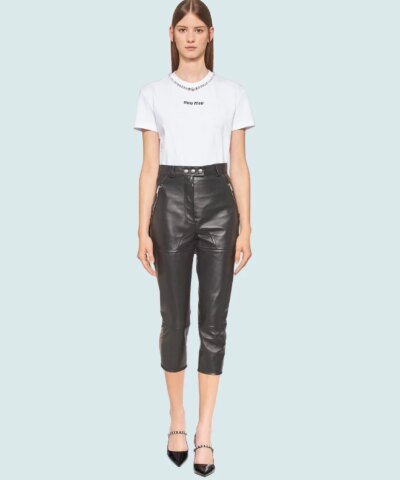 Miu Miu Embroidered Jersey T-Shirt