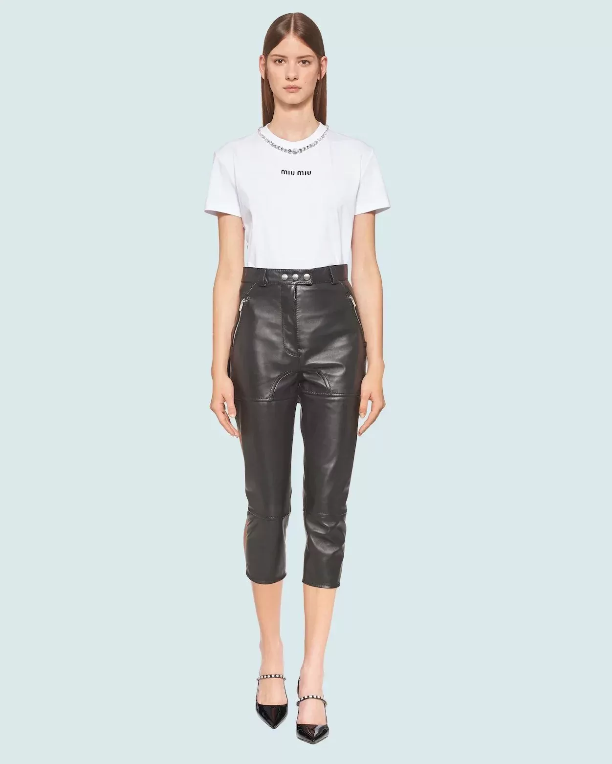 Miu Miu Embroidered Jersey T-Shirt