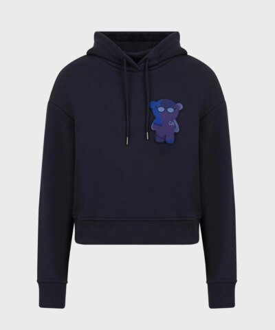 Emporio Armani Hooded, Recycled Fabric Sweatshirt With Manga Bear Patch