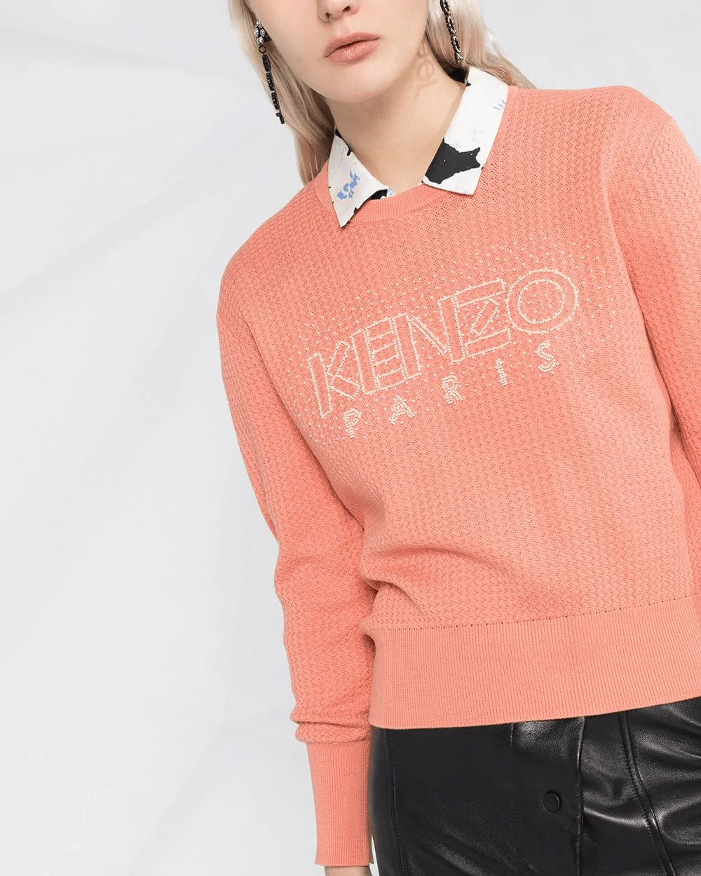 Kenzo Beaded-Logo Textured Sweater